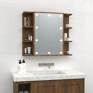 LED Spiegelschrank Eiche Braun 70x60 cm