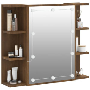 LED Spiegelschrank Eiche Braun 70x60 cm