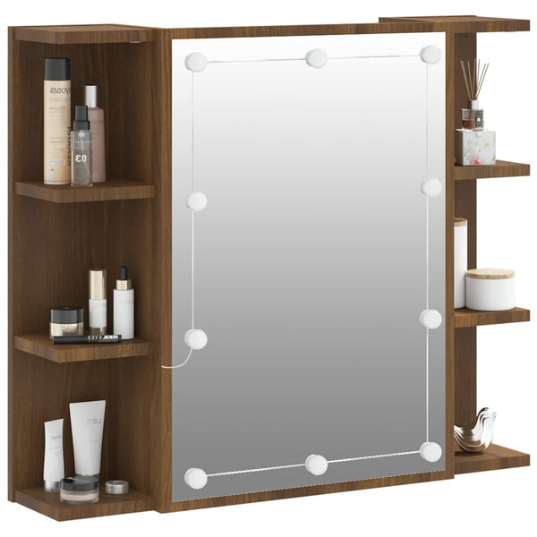 LED Spiegelschrank Eiche Braun 70x60 cm
