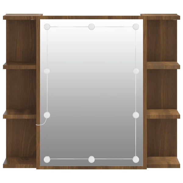 LED Spiegelschrank Eiche Braun 70x60 cm