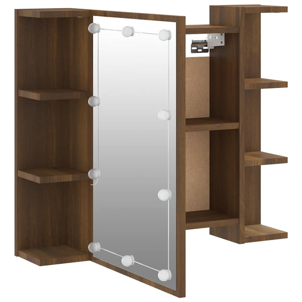 LED Spiegelschrank Eiche Braun 70x60 cm