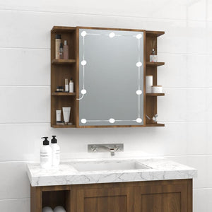 LED Spiegelschrank Eiche Braun 70x60 cm