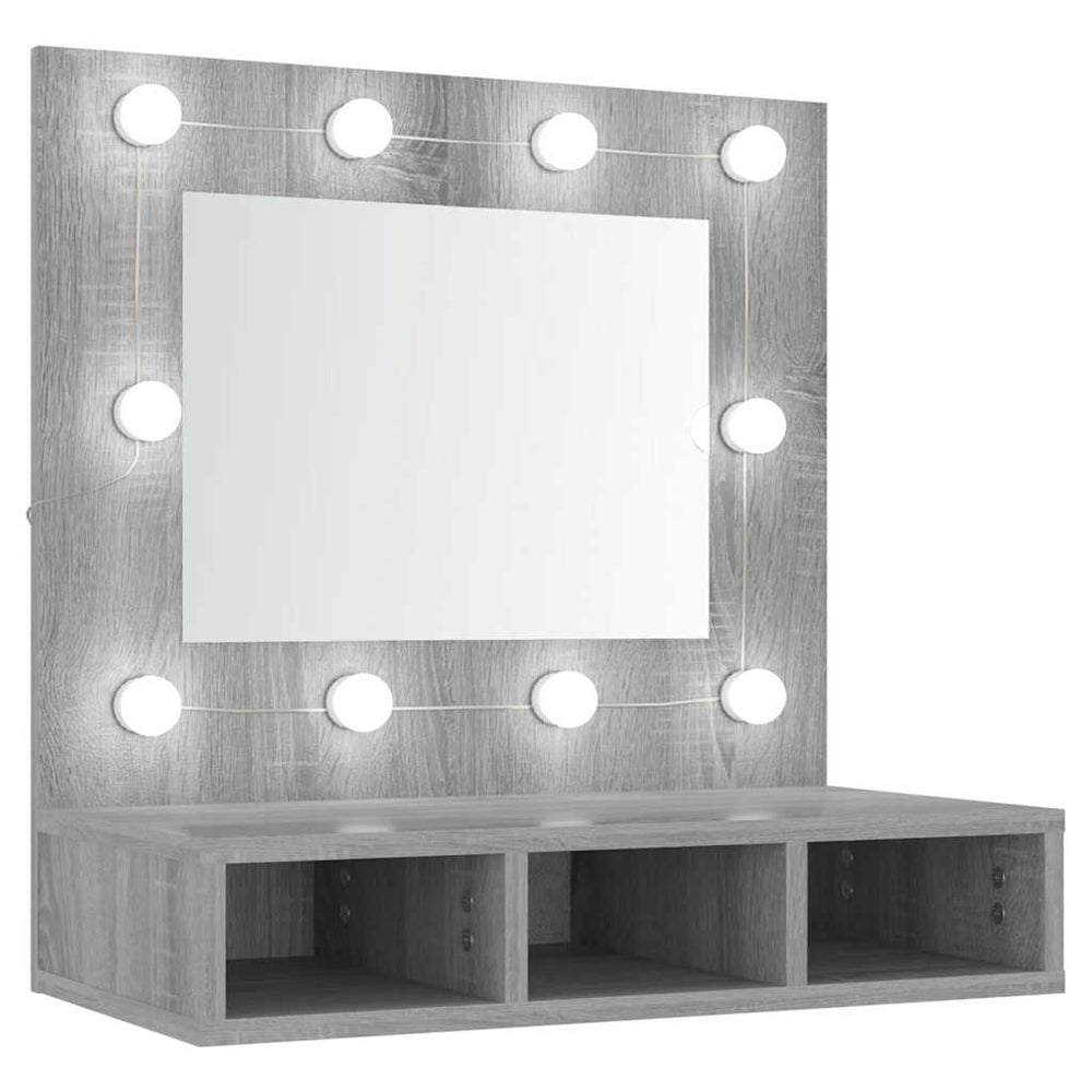 vidaXL Mirrored Bathroom Cabinet with LED Grey Sonoma 60x31.5x62 cm