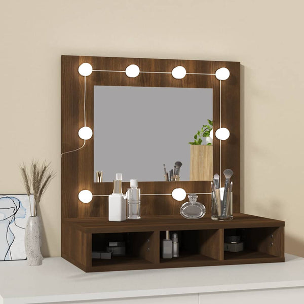 LED Spiegelschrank Braun Eiche 60 cm