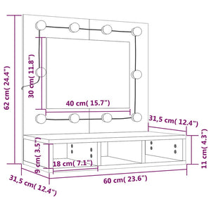 LED Spiegelschrank Braun Eiche 60 cm