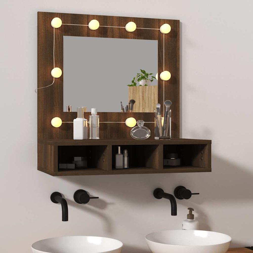 LED Spiegelschrank Braun Eiche 60 cm