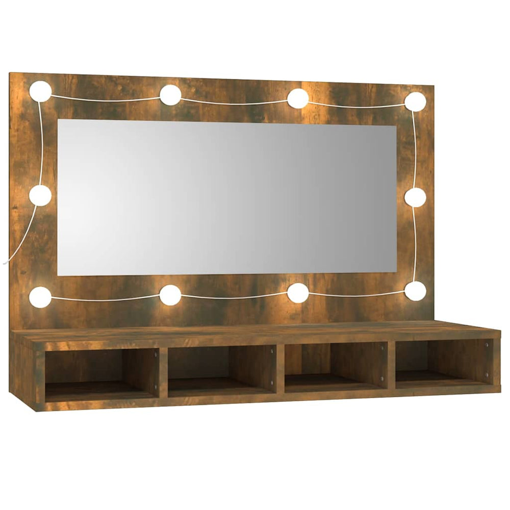 LED Spiegelschrank Räuchereiche 90cm