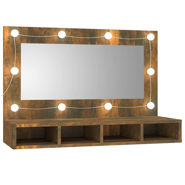 LED Spiegelschrank Räuchereiche 90cm