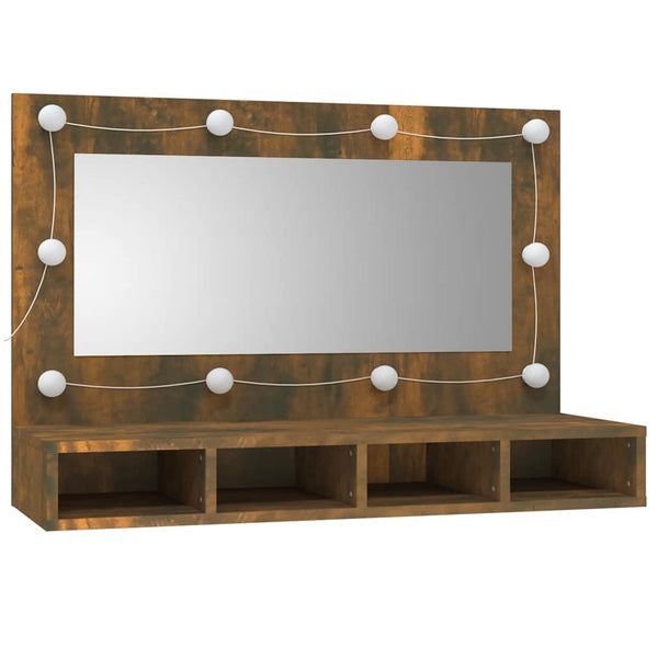 LED Spiegelschrank Räuchereiche 90cm