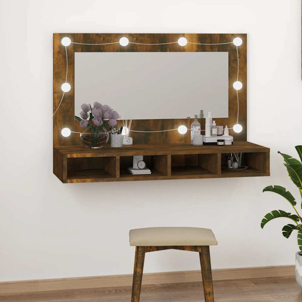LED Spiegelschrank Räuchereiche 90cm