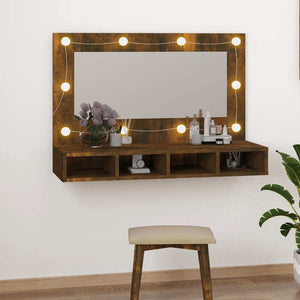 LED Spiegelschrank Räuchereiche 90cm