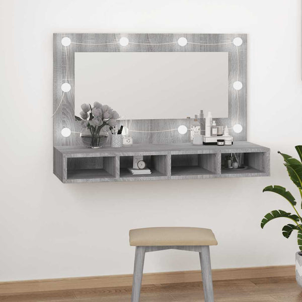 LED Spiegelschrank Grau Sonoma 90 cm