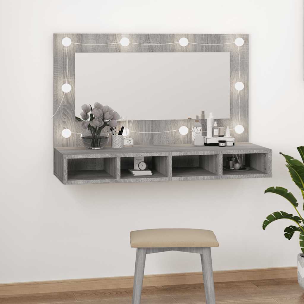 LED Spiegelschrank Grau Sonoma 90 cm