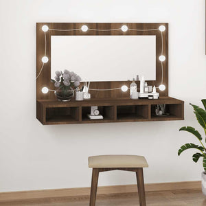 LED Spiegelschrank Braun Eiche 90 cm