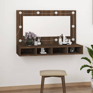 LED Spiegelschrank Braun Eiche 90 cm