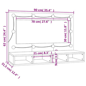 LED Spiegelschrank Braun Eiche 90 cm