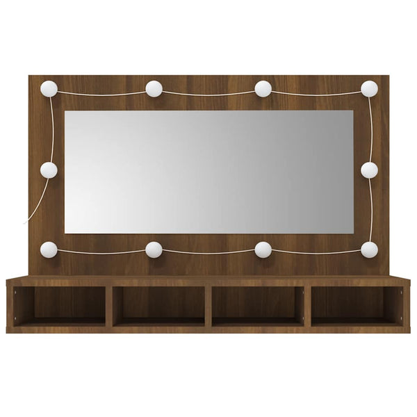 LED Spiegelschrank Braun Eiche 90 cm