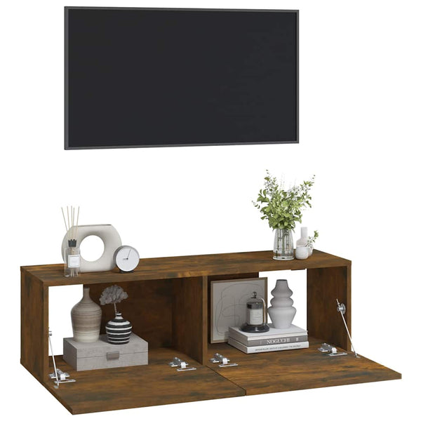 TV-Wandschränke 2er Set, Räuchereiche 100 cm