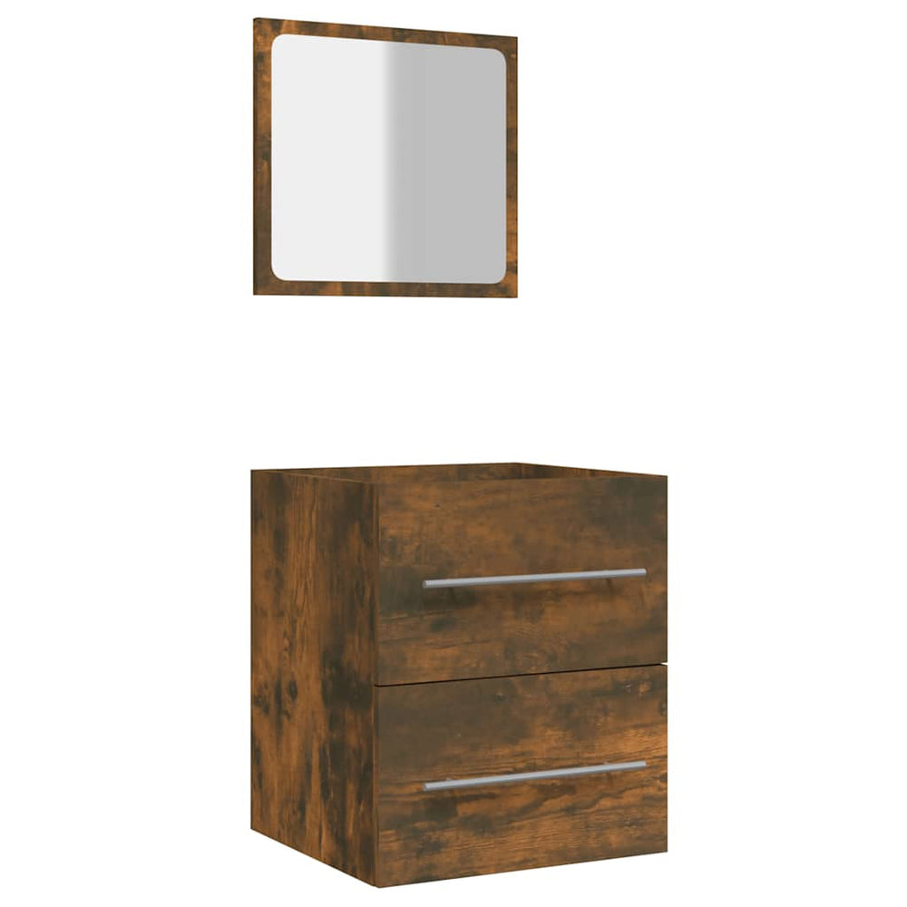 vidaXL Meuble de salle de bain avec miroir Chêne fumé 41x38,5x48 cm