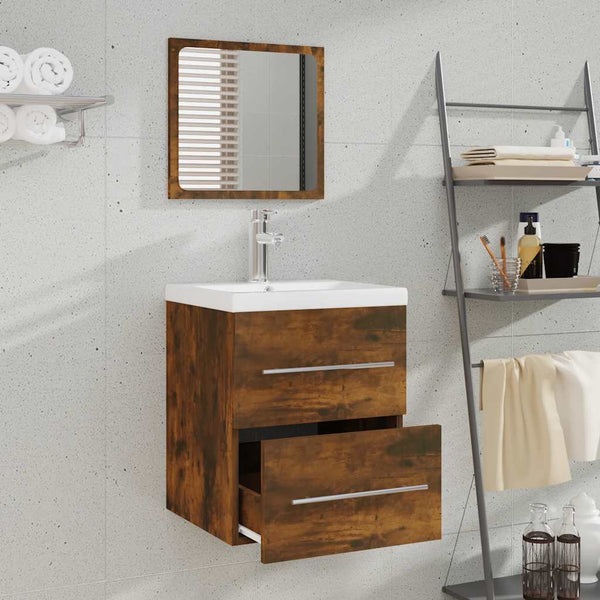Badschrank mit Spiegel Räuchereiche 41x48 cm