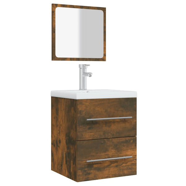 Badschrank mit Spiegel Räuchereiche 41x48 cm