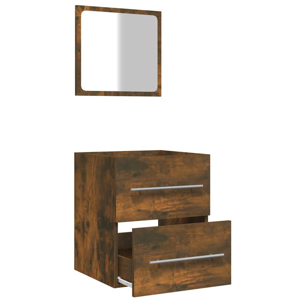 Badschrank mit Spiegel Räuchereiche 41x48 cm