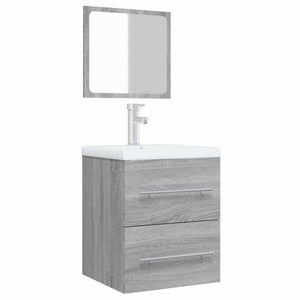 Badschrank mit Spiegel Grau Sonoma 41x38,5x48 cm