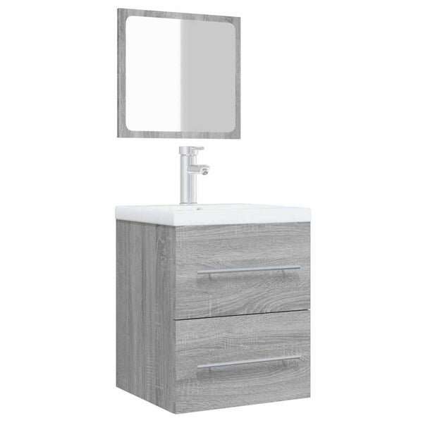 Badschrank mit Spiegel Grau Sonoma 41x38,5x48 cm