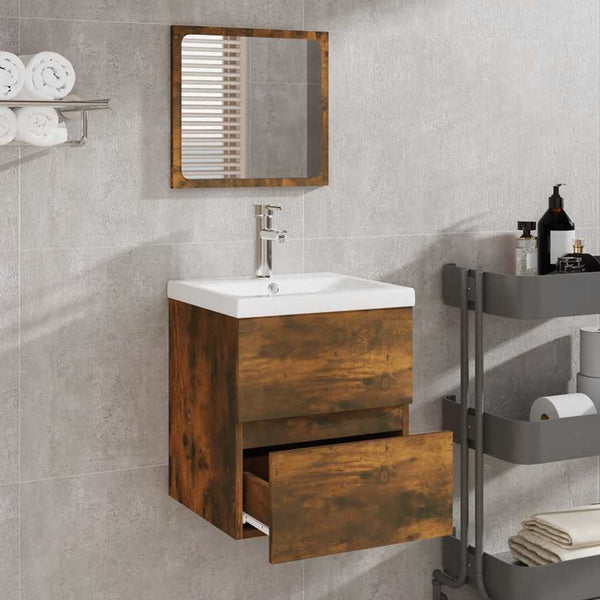 Badschrank mit Spiegel Räuchereiche