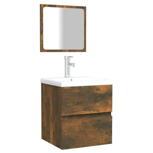 Badschrank mit Spiegel Räuchereiche