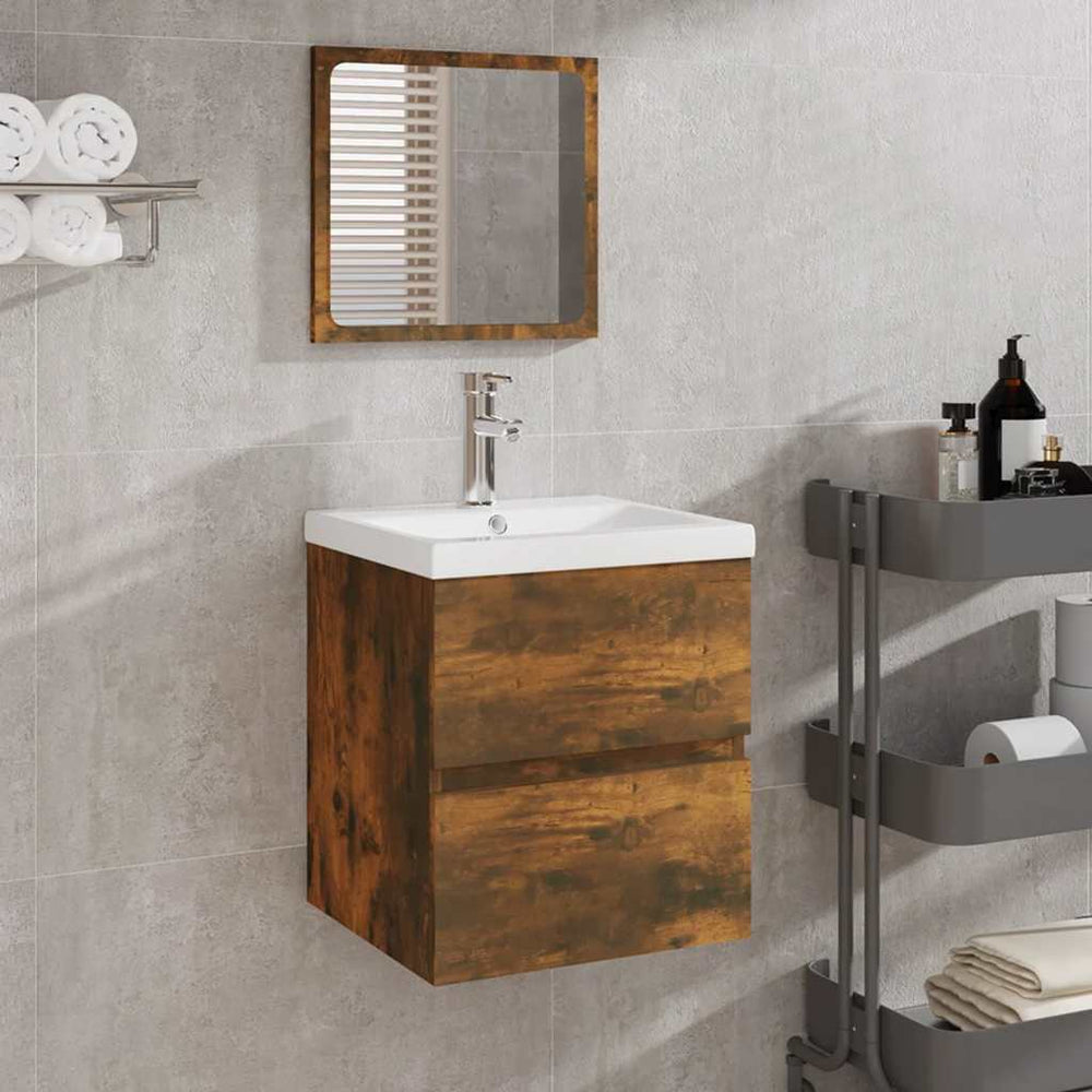 vidaXL Armoire de toilette avec miroir chêne fumé Bois d'ingénierie