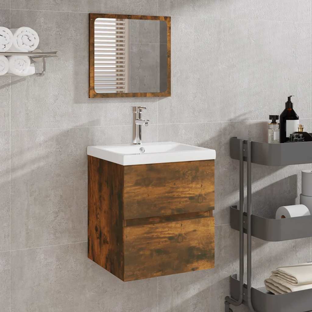 Badschrank mit Spiegel Räuchereiche
