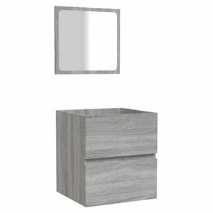 Badschrank mit Spiegel Grau Sonoma