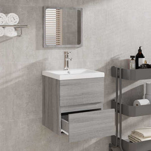 Badschrank mit Spiegel Grau Sonoma