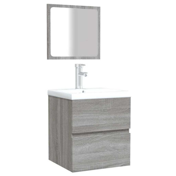 Badschrank mit Spiegel Grau Sonoma