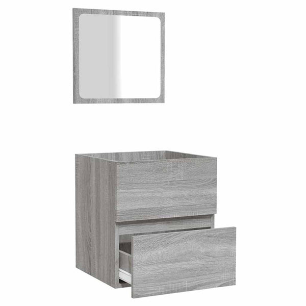 Badschrank mit Spiegel Grau Sonoma