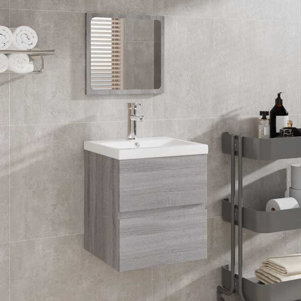 vidaXL Armoire de salle de bain avec miroir Gris Sonoma Bois d'ingénierie
