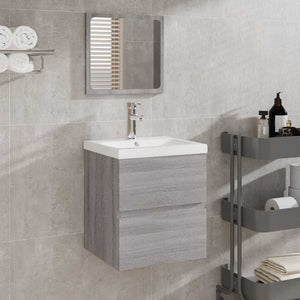 Badschrank mit Spiegel Grau Sonoma