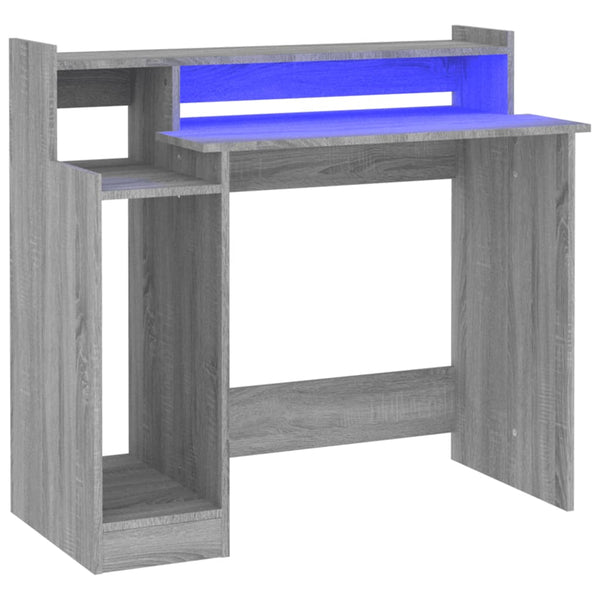 Schreibtisch mit LEDs Grau Sonoma