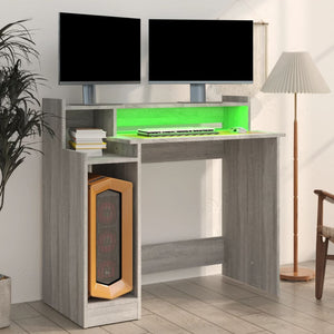 Schreibtisch mit LEDs Grau Sonoma