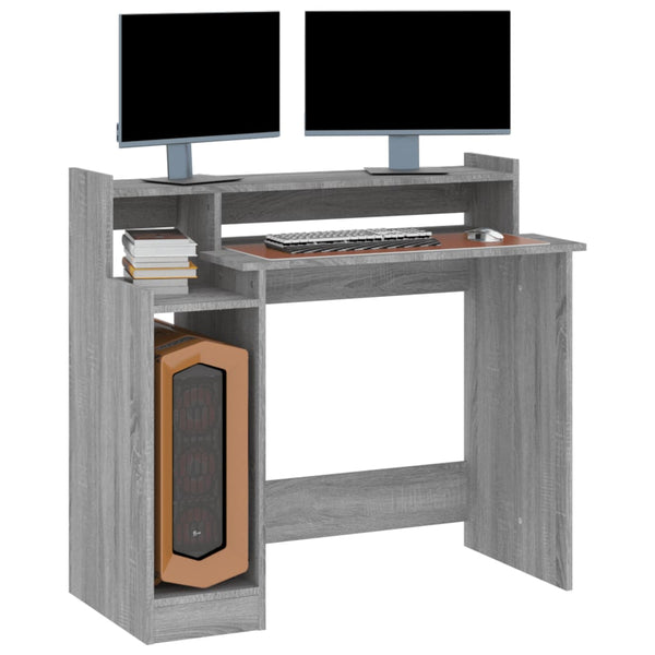 Schreibtisch mit LEDs Grau Sonoma