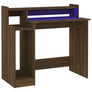 Schreibtisch mit LED Braun Eiche