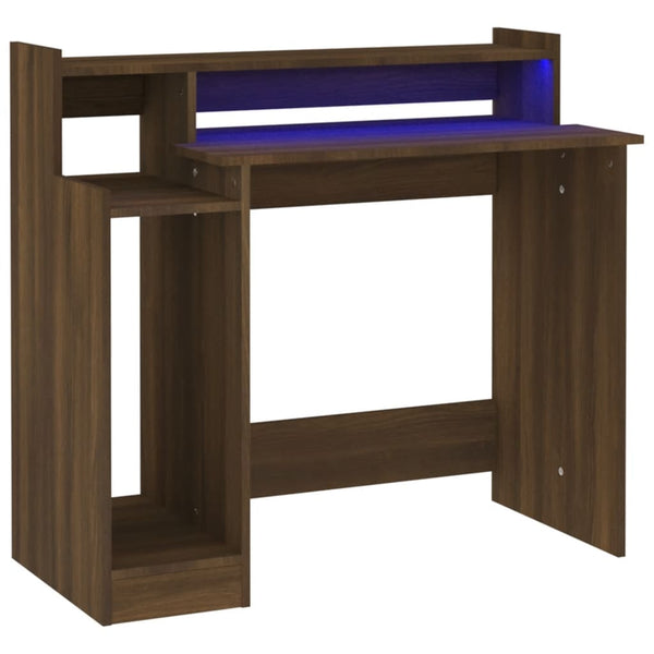 Schreibtisch mit LED Braun Eiche
