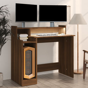Schreibtisch mit LED Braun Eiche