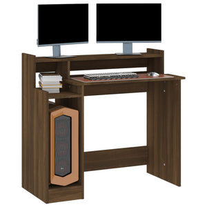 Schreibtisch mit LED Braun Eiche