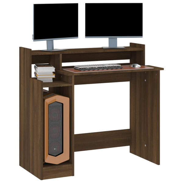 Schreibtisch mit LED Braun Eiche