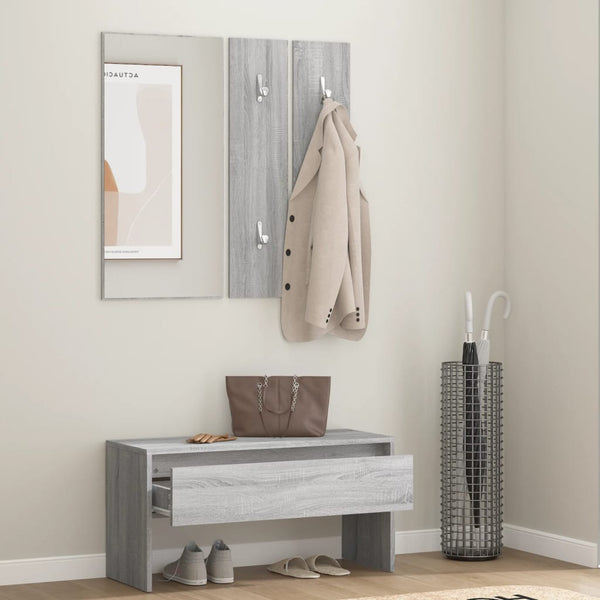 Garderoben Set Grau Sonoma Holz
