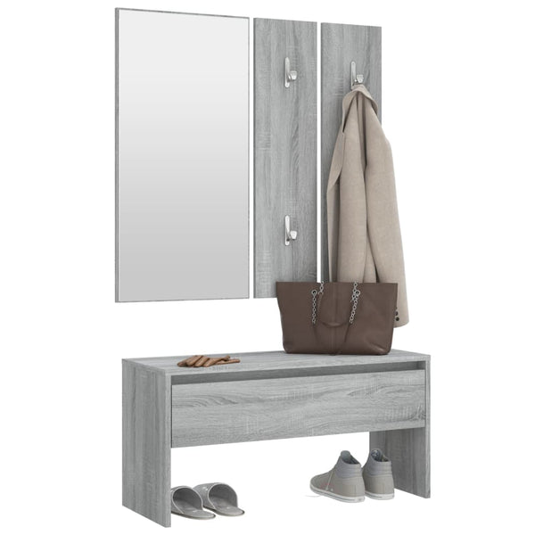 Garderoben Set Grau Sonoma Holz