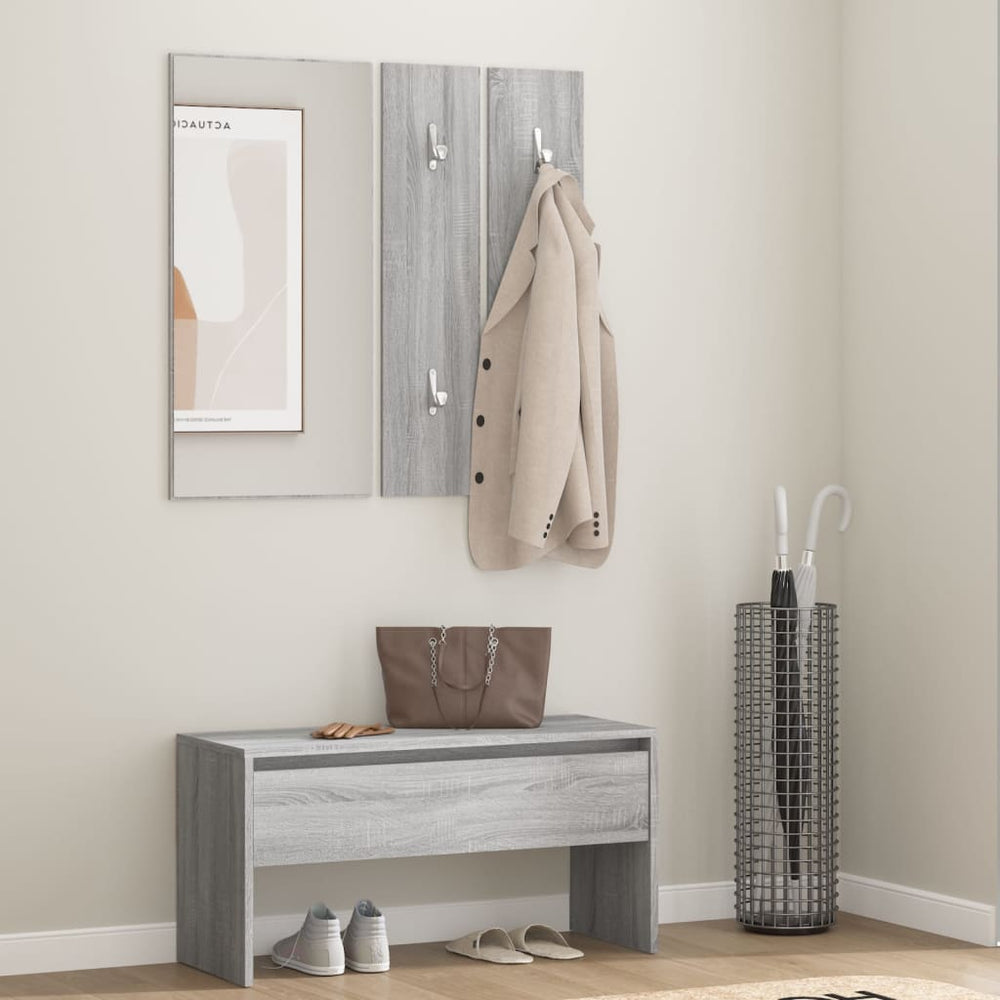 Garderoben Set Grau Sonoma Holz