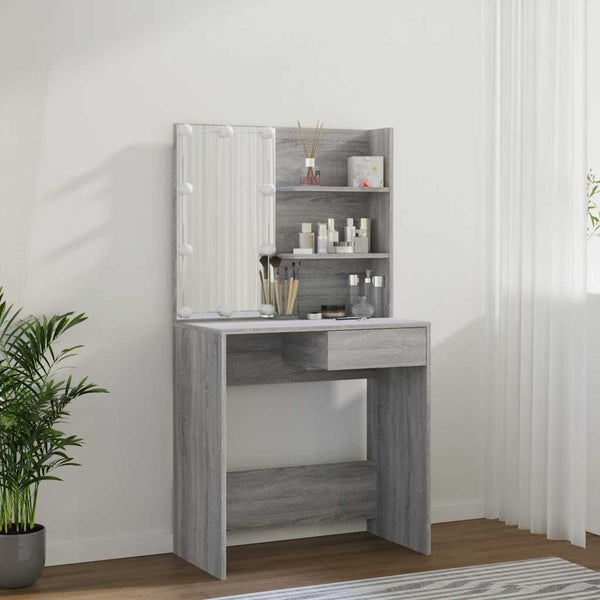 Schminktisch mit LED Grau Sonoma 74,5cm